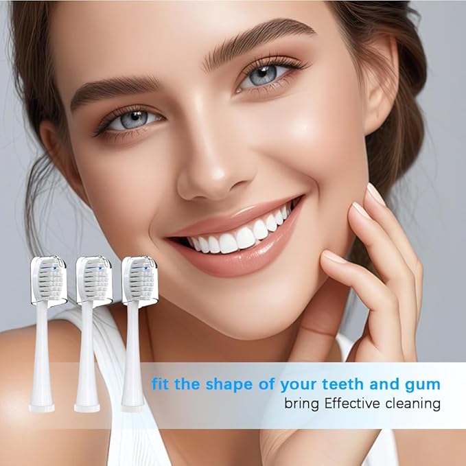 Replacement Brush Heads Compatible for 𝗪𝗮𝘁𝗲𝗿𝗽𝗶𝗸 𝐒𝐨𝐧𝐢𝐜-𝐅𝐮𝐬𝐢𝐨𝐧 2.0 Flossing Toothbrush (SF-01/ SF-02/ SF-03/ SF-04) with 3 Count Soft Bristles (White, Full Size)