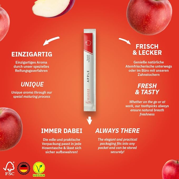 Wonder Toothpicks with Flavor - 100x Flavored toothpicks Individually Packed in 8 Refreshing Varieties - Gentle Oral Hygiene - Fresh Breath - Individually Packed Toothpicks with Flavor