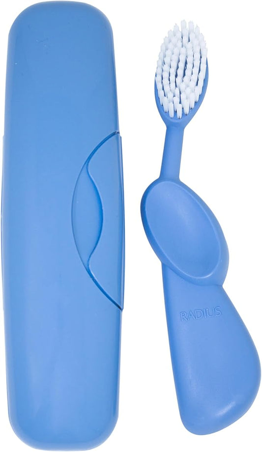 RADIUS Toothbrush Original Big Brush, BPA Free ADA Accepted - Right Hand - Periwinkle Brush with Periwinkle Case