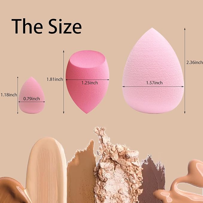 21 pcs Beauty blender Makeup Sponge Bulk:Blender Sponges 21 Pcs for Liquid, Cream, and Powder, Multi-colored Pink make up sponges for foundation