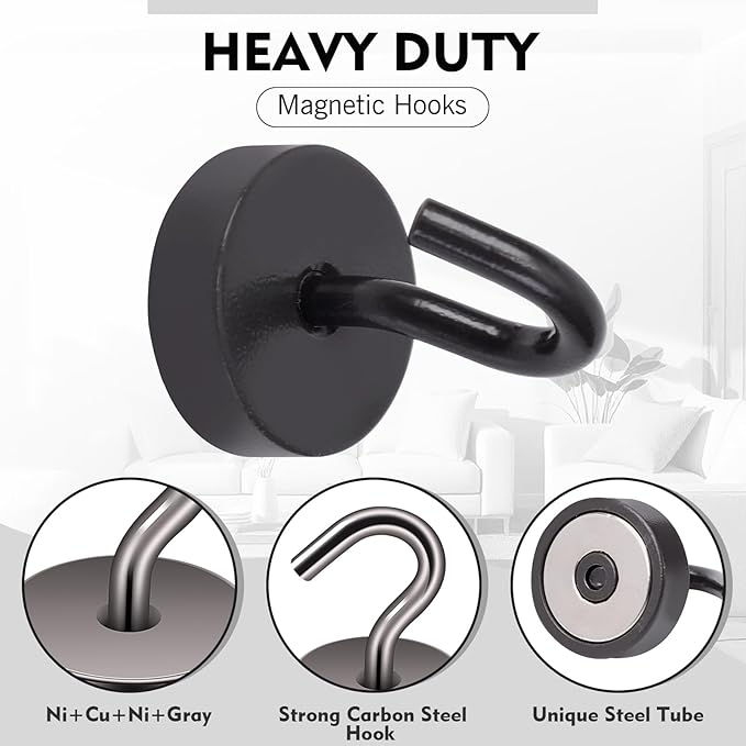 Neosmuk Magnetic Hooks, Cruise Ship Essentials, 40lb+ Heavy Duty Magnetic Hooks for Cruise Cabins, Refrigerator, Grill, Hanging, and Travel | Extra Strong Must-Haves Magnet Hook,Brown,Pack of 10