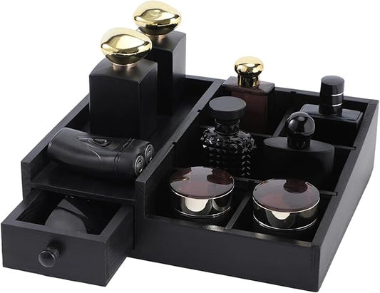 Organizer For Men,Bathroom Countertop Organizers,Perfume Organizer,Cologne Organizers,Bathroom Storage,Perfume Stand,Gifs For Men,Mens Valentines Day Gifts,Adjustable Partition(Black)