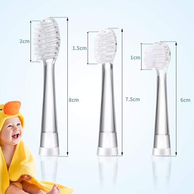 Kids Toothbrush Replacement Heads Compatible with Seago SG-513/SG-977/EK6, Compatible with Dada-Tech-BB1/977/K6,Compatible with Brush-Baby WildOnes/KIDZSONIC(18-36 Month)