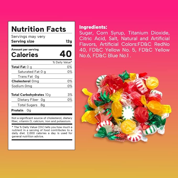 Hard Candy Assortment | 3 Pound Bag | Starlight Mints, Strawberry Drops, Butterscotch, Cinnamon Discs - Hostess Mix