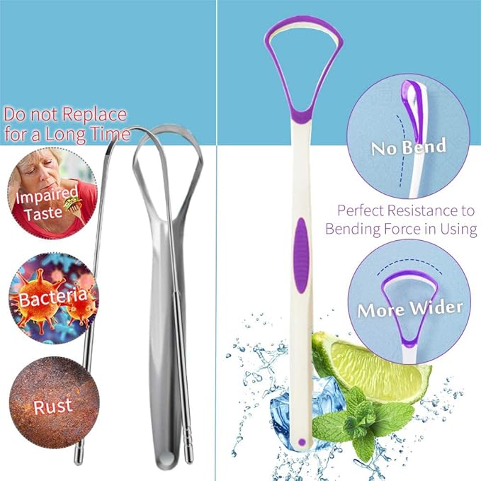 Tongue Scraper Cleaner 100% BPA Free Tongue Scrapers with Travel Handy Case for Adults, Kids, Healthy Oral Care, Easy to Use, Help Fight Bad Breath (4 PACK)