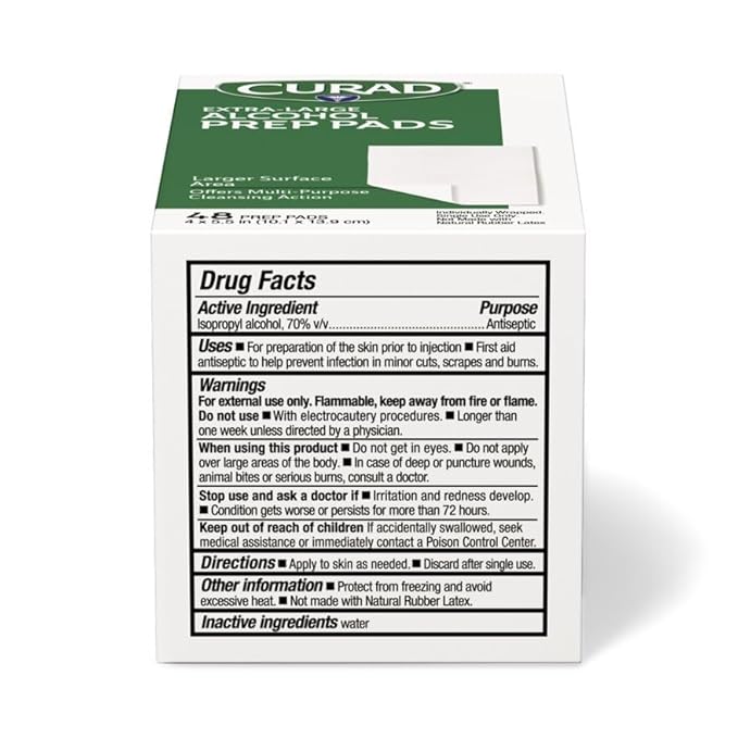 CURAD XL Size 2-Ply Sterile Alcohol Prep Pad, 4" x 5.5", 48/Box, Case of 24