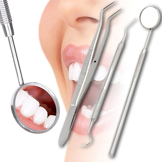 SURGICAL ONLINE Professional Dental Tools Kit, Teeth Cleaning Oral Care Kit, Tooth Pick Dental Mirror, Tartar Scraper, Dental Probe, Dental Scaler, Dental Tweezer 6 pcs with Pouch