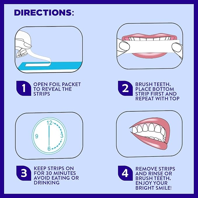 Active Wow 24k White Teeth Whitening Strips - Sensitive Teeth Whitening Strips, Peroxide Free Formula, Enamel Safe Teeth Whitening, Teeth Whitening Stain Remover - 7-Day Kit, 14 Whitener Strips