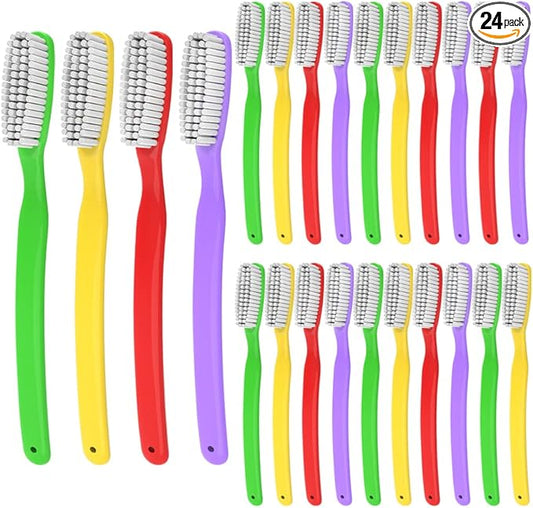 Hard & Firm Toothbrush Stiff Bristle Brush for Smokers Oral Care Teeth Whitening Cleaning for Adult Travel Pack of 24