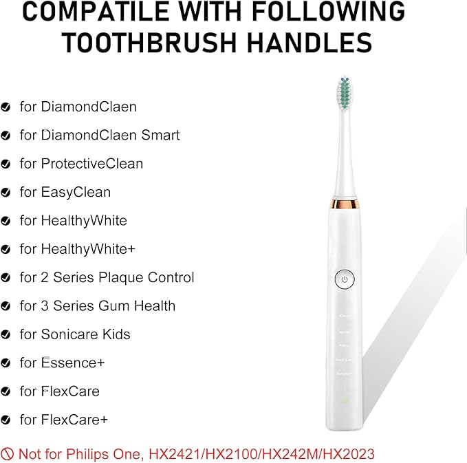 Toothbrush Heads for Philips Sonicare Replacement Brush Heads with Protective Cover Soft Dupont Bristles Electric Toothbrush Replacement Heads for Oral Health, 4 Pack