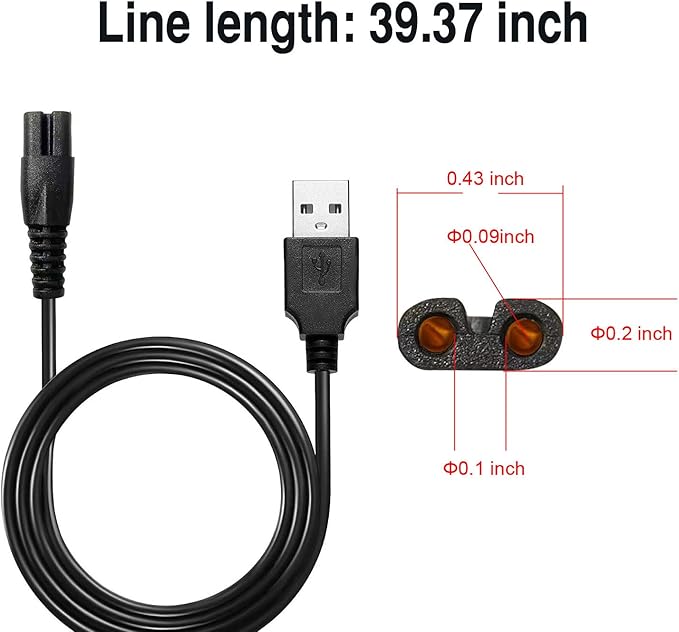 Universa Head Shaver Charger Cord Compatible with head shaver,WAHFOX charger cord for many brands USB Cable Shaver Electric Shaver Power Cord Replacement