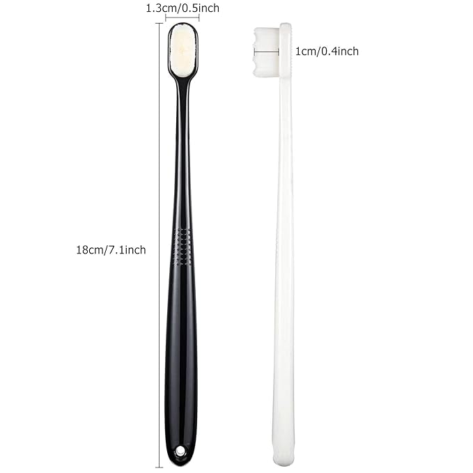 Boao 4 Pcs Soft Bristle Toothbrush Nano Toothbrush Ultra Soft Brush Manual Brush with 20,000 Bristles for Sensitive Teeth Adult Kid Children(Black)