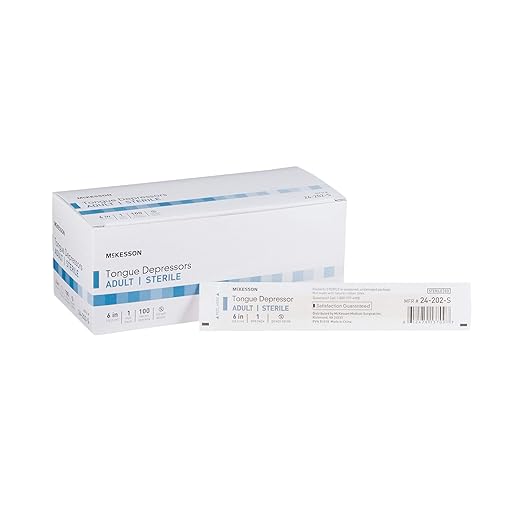 McKesson Tongue Depressor, Sterile, Wooden, Individually Wrapped, Adult, 6 in, 100 Count, 10 Packs, 1000 Total