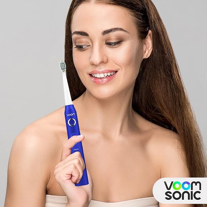 Voom Sonic Pro 5 Series Rechargeable Electronic Toothbrush, Dentist Recommended, Advanced Oral Care, 2 Minute Timer with Quadrant Pacing, 5 Adjustable Speeds, Soft Dupont Nylon Bristles, Blue