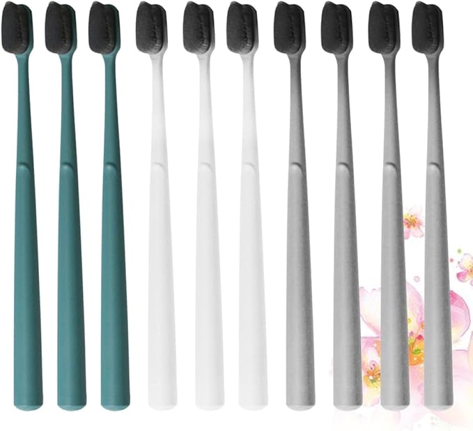 Wakauto 10pcs Adult Soft Bristle Toothbrushes Portable Single Tube Pack Ergonomic Design Manual Teeth Cleaning Tools for Travel and Daily Use Random Color