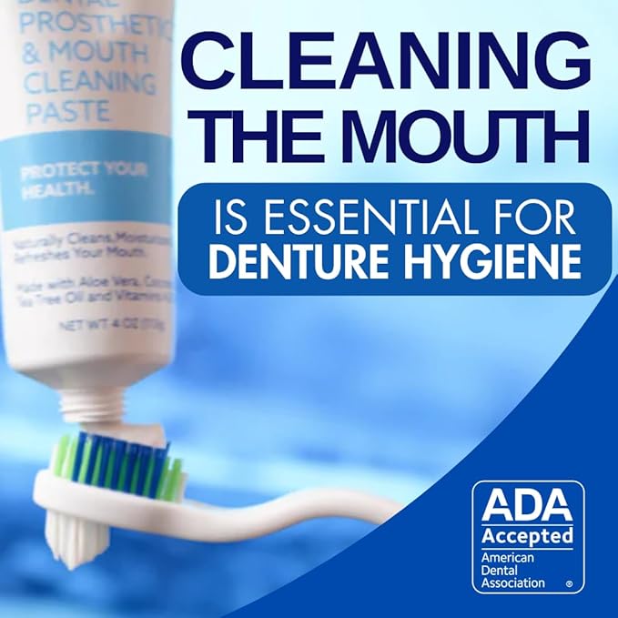 Dr. B Dental Solutions Denture Care Bundle | Cleanadent Denture & Gum Toothpaste (4 oz) + Ergonomic Toothbrush with Extra Soft Bristles | Ideal for Healthy Gums, Freshness & Stain Removal