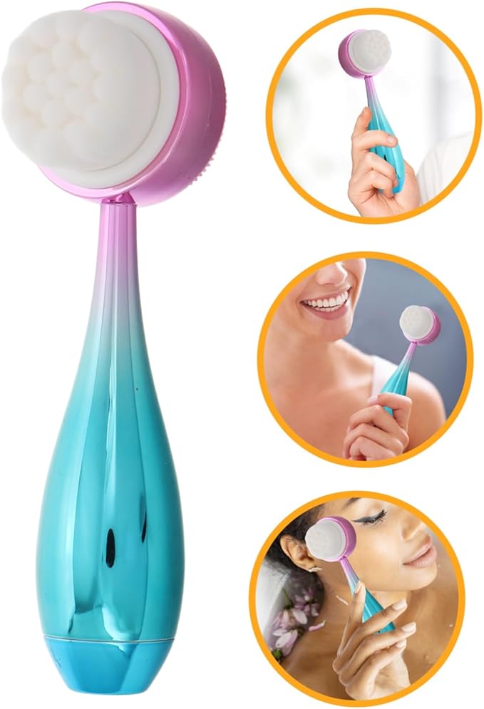 Dual-Sided Face Cleaning Brush Manual Silicone Facial Brush for Skin Exfoliating Face Scrubber Lip Scrubber Facial Cleansing Tools Travel-Friendly