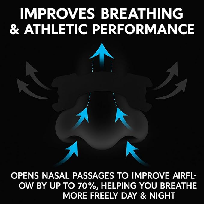 Performance Nasal Strips for Breathing (90 Count) - Oil & Sweat Proof Adhesive - Athletic Nasal Strips for Snoring & Sleeping - Black, Wide Body, Universal Fit, Extra Strength