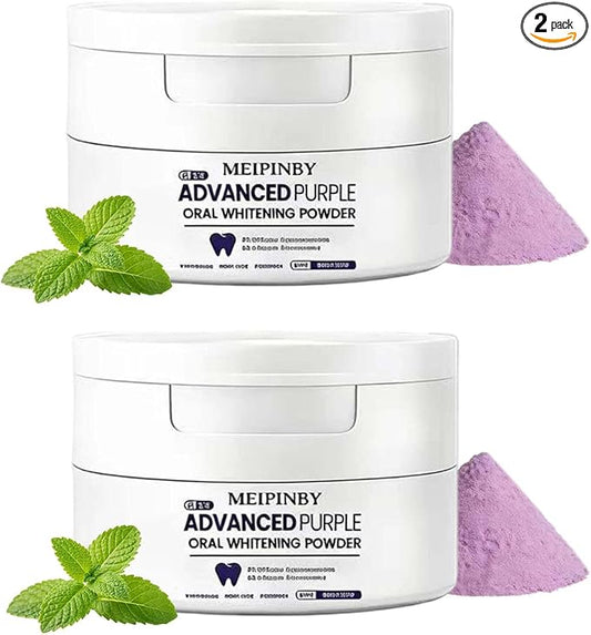 2 PCS Teeth Whitening Powder, Hydroxyapatite Remineralizing Tooth Powder with Niacinamide,R5X Advanced Purple Color Balance Immediate Results, Mint Flavor, 2 * 50 Grams