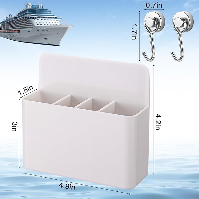 Palksky Magnetic Toothbrush Holder for Cruise Essentials 2025, Tooth Brush Organizer with 2 Magnetic Hooks for Alaska/Caribbean Cruise Must Have
