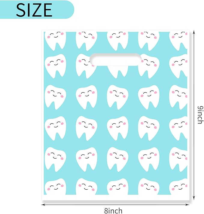 800Pcs Dental Bags, Tooth Patient Care Dental Bags, 9 x 8 Inches dental goodie bags, for Dental Clinics, Schools and Patient use (Style 8)