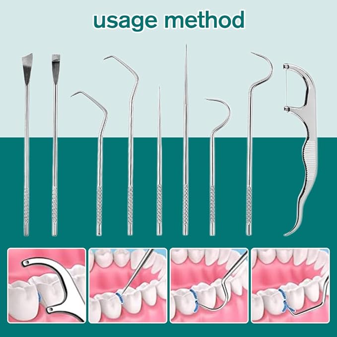 Stainless Steel Toothpick Set, Reusable Metal Toothpicks Cleaning Kit with Holder, Dental Picks Metal Dental Kit Oral Care Tools Toothpicks Pocket Set for Outdoor Picnic Camping Traveling (2 Set -B)