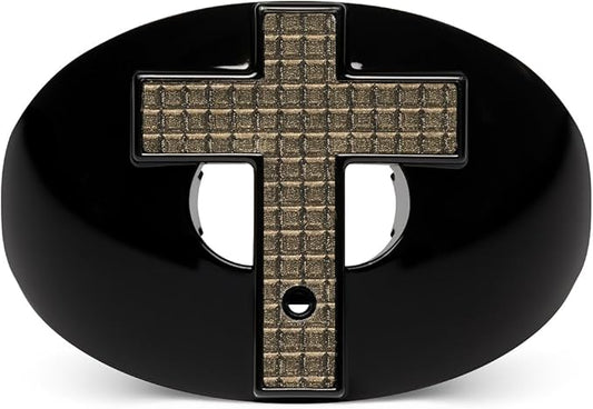Battle Sports Cross Oxygen Football Mouthguard - Flujo de aire Superior y Mejor rendimiento, máxima protección y transpirabilidad Boquilla de fútbol, funciona con abrazaderas - Black Diamond