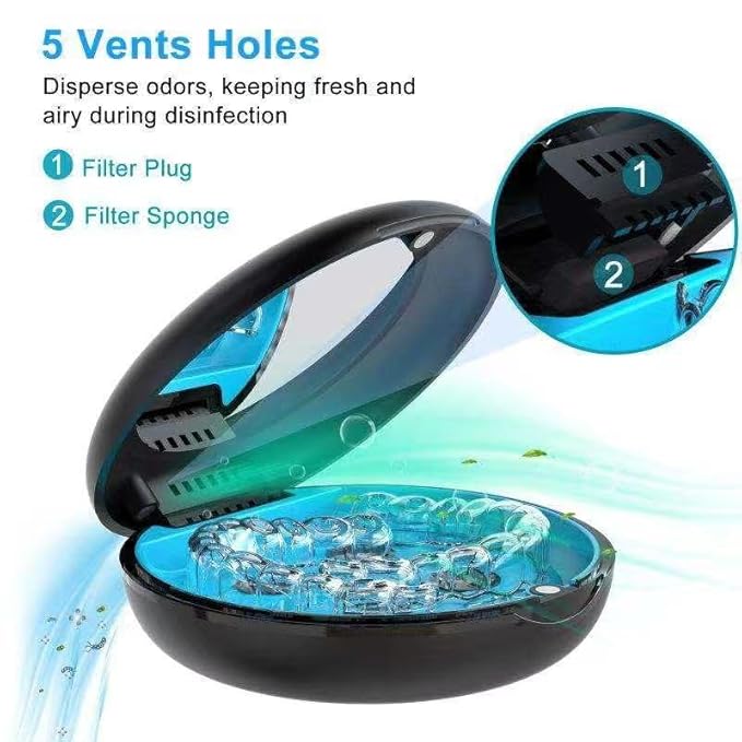 Portable UV Sanitizing Case, 360° Retainer Cleaner with UVC Light, Compact Travel Cleaning Case