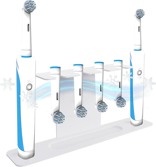 Compatible with Oralb Accessories, Stainless Steel Electric Toothbrush Heads Holder and Oralb Accessories Organizer, Adhesive or Free-Standing Installation (Electric Toothbrush Heads Holder) - White