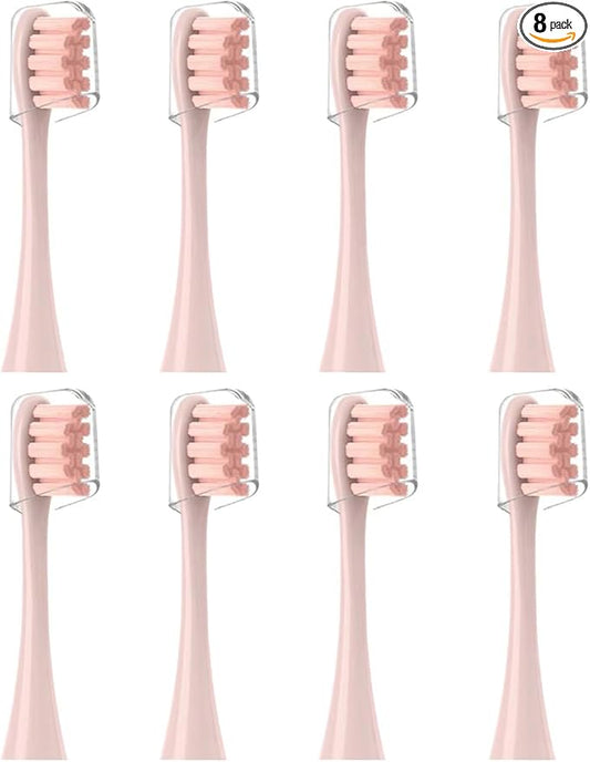 GTHUNDER 8Pcs Electric Toothbrush Heads Compatible with Oclean.with Hygienic Caps,Vacuum-Packed.Fits Adapted for All Oclean Models x pro Elite, X, X Pro,Flow,F1,Air 2 (Pink)