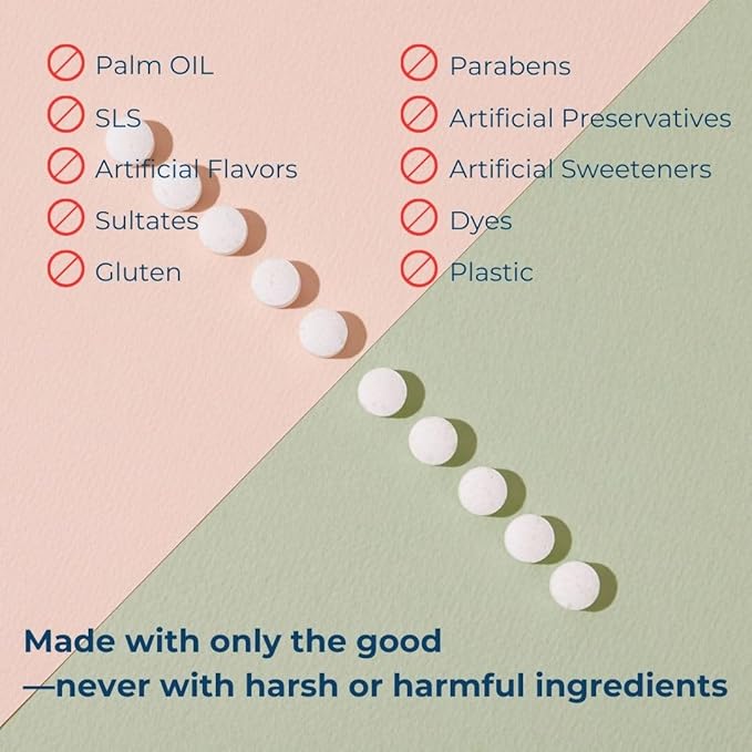 Smile More Toothpaste Tablets with Fluoride & nHAp - Vegan, Enamel Strengthening, Zero Waste, Eco-Friendly Tin (62 Tablets, Cool Mint, Travel-Friendly)