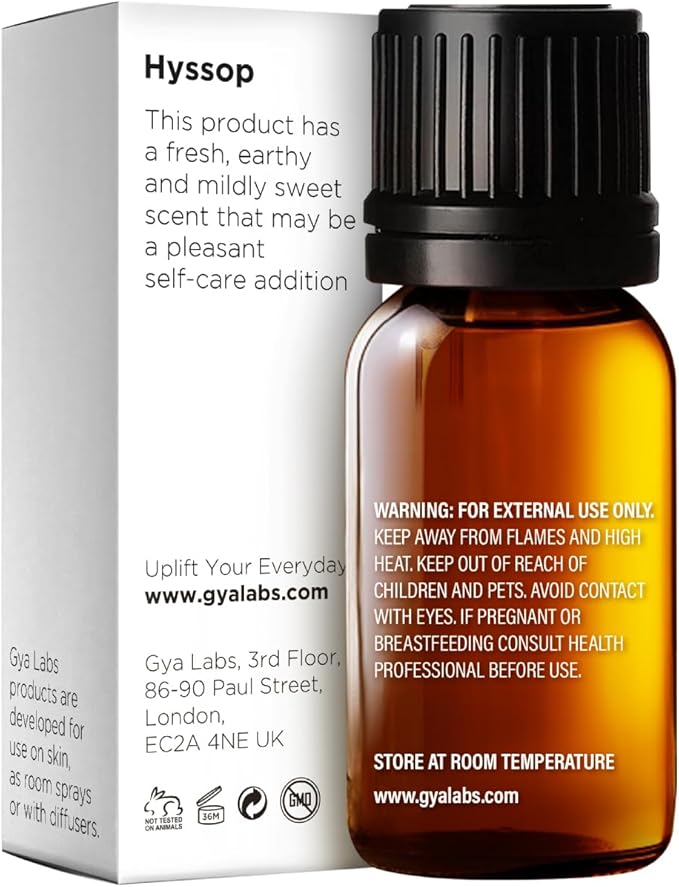 Gya Labs Hyssop Essential Oil - 0.34 Fl Oz - for Hair, Skin, Diffuser, Aromatherapy & DIY Candle Making Scent