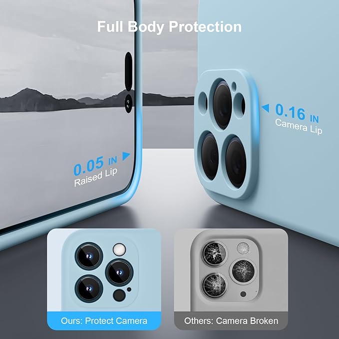 Magnetic for iPhone 15 Pro Case, Compatible with MagSafe, with 9H Nano Screen Protectors, Full Camera Protection, Silicone Shockproof Microfiber Lining Phone Case 6.1", Sky Blue