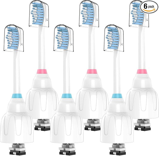 Replacement Toothbrush Heads for Philips Sonicare E-Series Essence Xtreme Elite Advance and CleanCare Screw-On Toothbrush Handles,6 Pack Soft Dupont Bristles Electric Toothbrush Replacement Heads