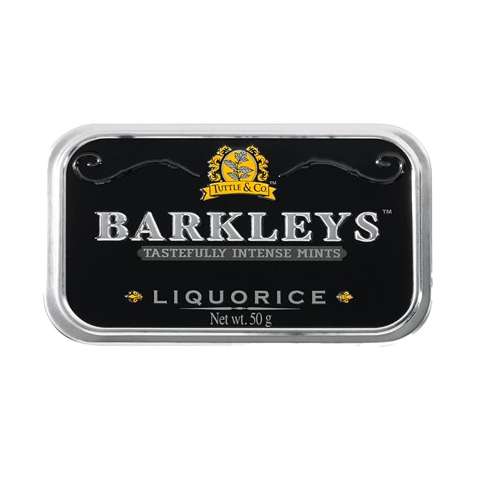 Barkleys Liquorice Breath Mints - Strong Licorice Flavored Cool Mint Candy For Party, After Dinner, Wedding, Every Day Use - Vegan Breath Mints In Reusable Classic Travel Tins, 1 Pack - 50 Count Each