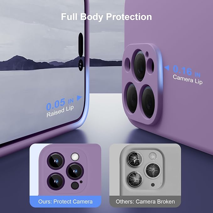 Magnetic for iPhone 15 Pro Case, Compatible with MagSafe, with 9H Nano Screen Protectors, Full Camera Protection, Silicone Shockproof Microfiber Lining Phone Case 6.1", Light Purple