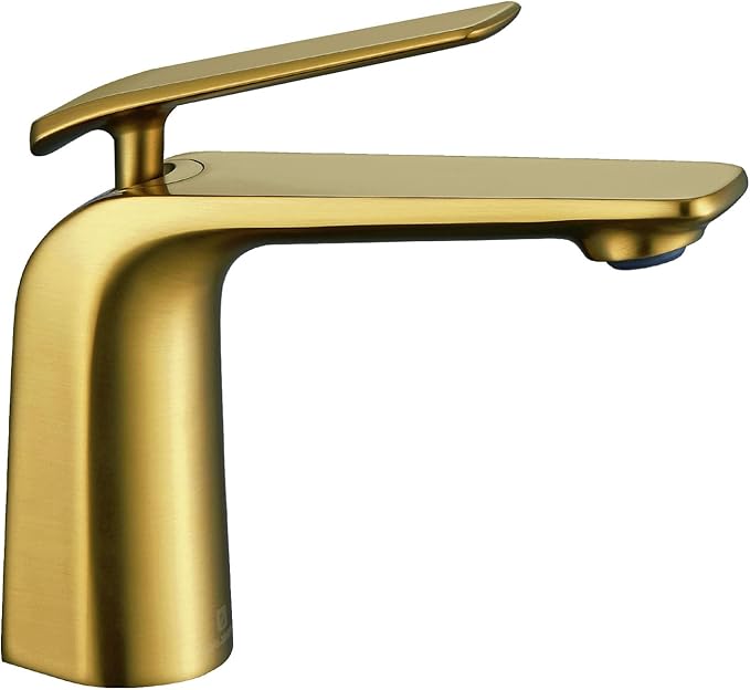 TOCALOCA Brushed Gold Bathroom Faucet, Single Hole, Single Lever, Vessel Sink Faucet, Copper, Aerated Stream, 2.2 GPM, Limited Warranty