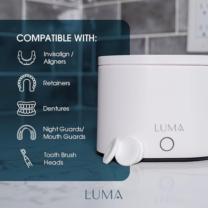 Ultrasonic Dental Appliance Cleaner – 42kHz Sonic Cleaning for Retainers, Aligners, Mouth Guards & Dentures