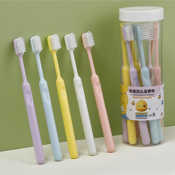 Soft Bristles Toothbrush Travel, Cleaning Toothbrush Sensitive Teeth, Round Handle with Comfort Grip, Multicolor for Bathroom Accessories, Portable Care for Students Household Use