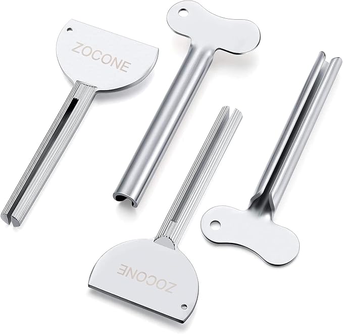 ZOCONE Toothpaste Squeezer, 12pcs Metal Tube Squeezer Key Stainless Steel Toothpaste Roller Tube Wringer for Paint, Cream, Cosmetic and Hair Dye(D)