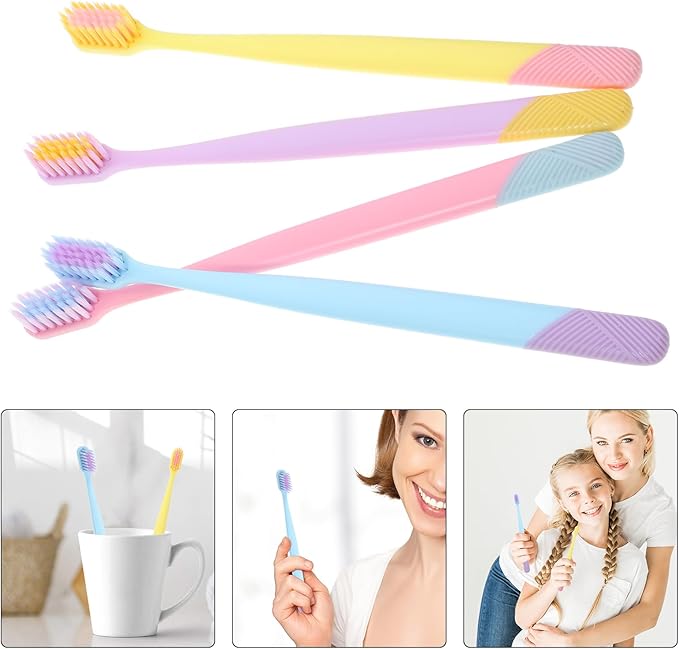10Pcs Soft Bristles Toothbrush with Ergonomic Non-Slip Handle Wear-Resistant Manual Teeth Brush for Adults Portable Travel and Household Use Gentle Cleaning for Healthy Teeth