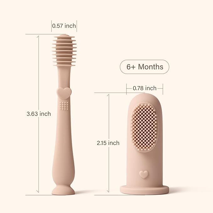 Moonkie Baby Finger Toothbrush Tongue Oral Cleaner Kit for 3 Months +, 2 Pcs (Cloud)