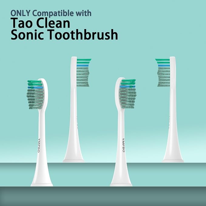 10 Pack Toothbrush Replacement Heads Compatible with TAO Clean Sonic Toothbrush Adults, Tooth Brush Head Toothbrush Heads Refill, Medium Bristles, Whitening