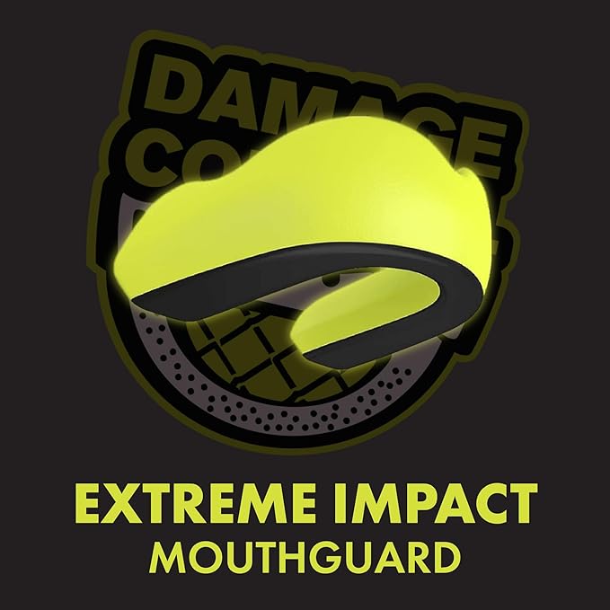 DAMAGE CONTROL Extreme Impact Mouth Guard – Sports Mouthguard for Boxing, MMA, BJJ, Hockey, Rugby, Lacrosse, & More – Mouthpiece for Teeth & Jaw Protection, Youth & Adult (Youth, Damage Control Green)