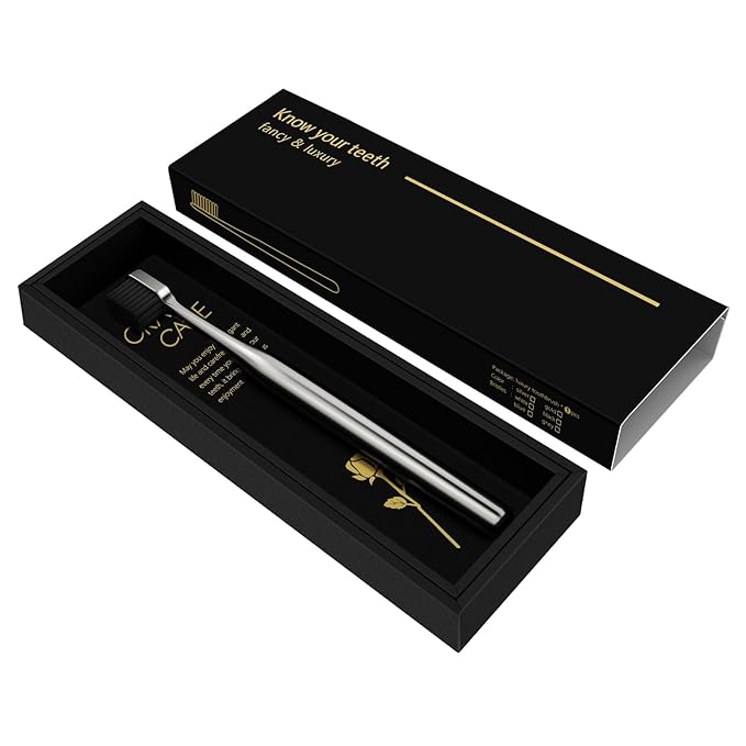 Z-VAPRESS Luxury Silver Manual Toothbrush Soft Bristles Better Gift Elegant Electroplated Design Perfect for Home, Hospitality or Travel Toothbrushes for Sensitive Teeth …
