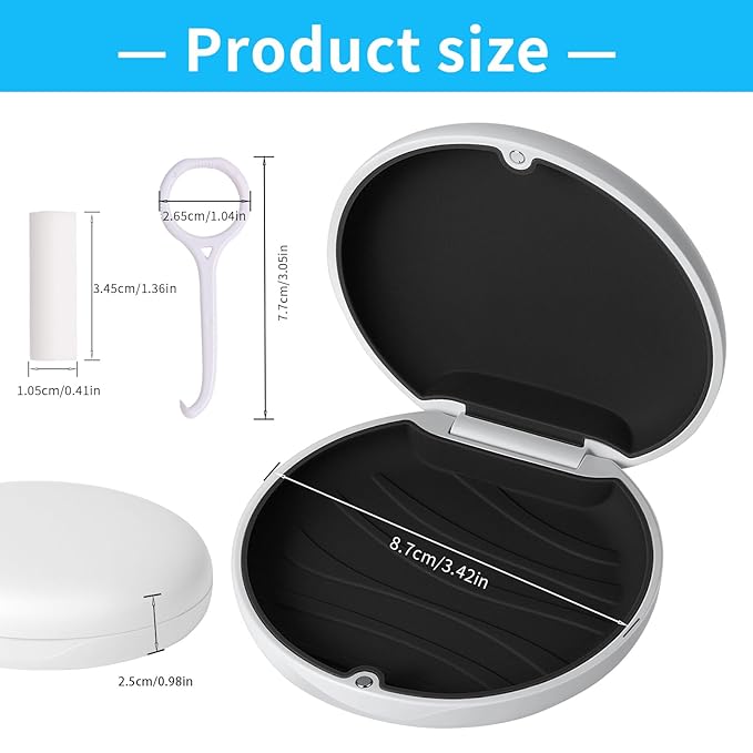Aligner Case, Slim Retainer Box for Travel, Retainer Case Compatible with Invisalign Aligners, Brace Storage Box with Aligner Removal Tool and Chew,Black