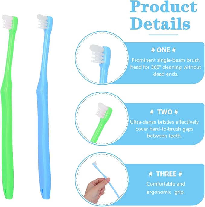 2Pcs Tuft Brush for Teeth, Small Head Wisdom Tooth Brush for Adult, End Tuft Toothbrush for Periodontal, Interdental Interspace, Dental Detail Cleaning