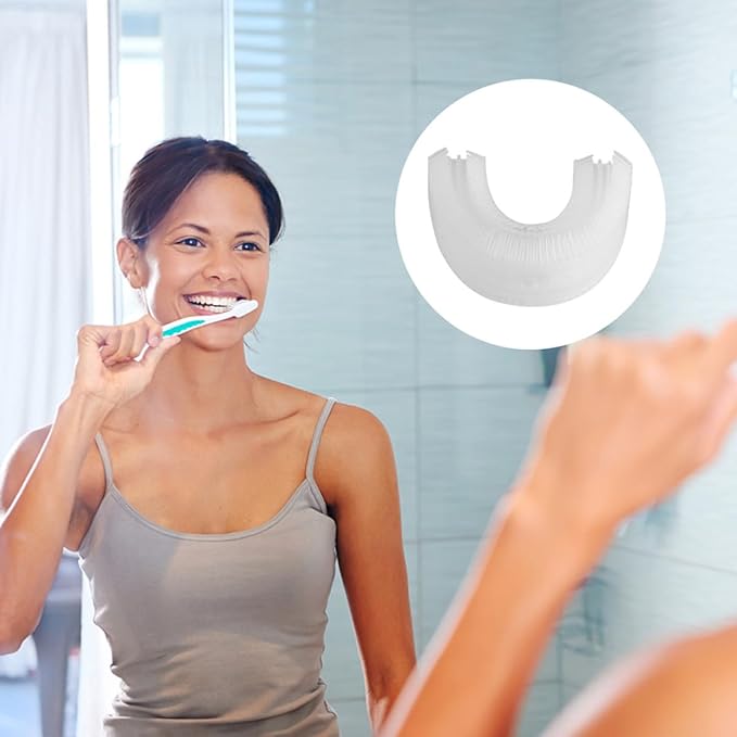 UPKOCH 2pcs U-Shape Toothbrush Replacement Heads Soft Silicone Electric Toothbrush Accessories Portable Oral Care Brush Heads Easy to Install for Gentle Gum Massage