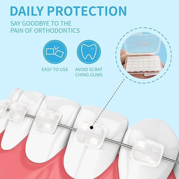 10 Box Clear Braces Wax for Teeth Precut Orthodontic Wax for Braces Aligners, Wax Dots, Hardcover Box Dental Wax with Mirror for Home Travel Office, Unscented, 4Pack/Box