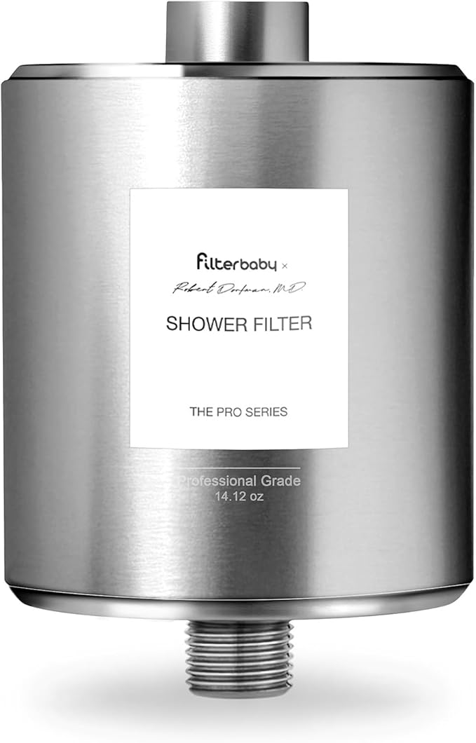 Filterbaby Pro Series Shower Filter,Doctor Developed,Metal Titanium Aluminum,Lab Tested to Reduce up to 99% Chlorine/Chloramine/Lead/Certain Hard Heavy Metals,Great Water Pressure,Long Lasting,Chrome